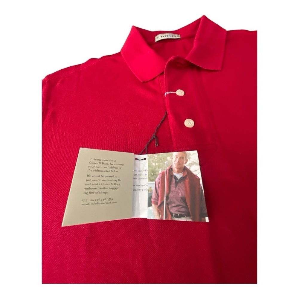 Cutter & Buck Vibrant Red Polo Shirt 100% Cotton - Picture 5 of 13